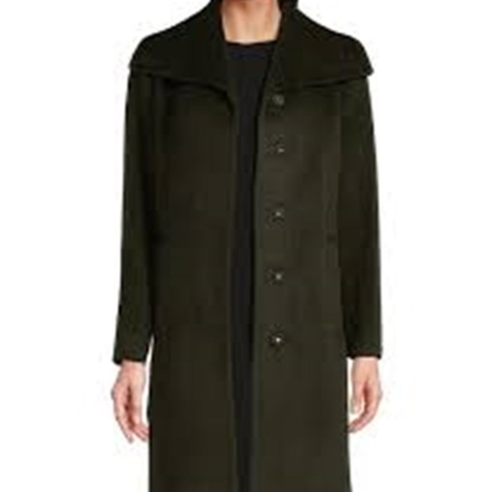 NWT Katherine Kelly Alpaca Wool Blend Wing Collar Hidden Snap Coat